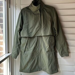 lululemon athletica Olive Green Jacket always effortless long rain hood